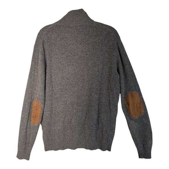 Alan Flusser 100% Cashmere Quarter Zip Sweater Men's Elbow Patches Grey M - Picture 2 of 7